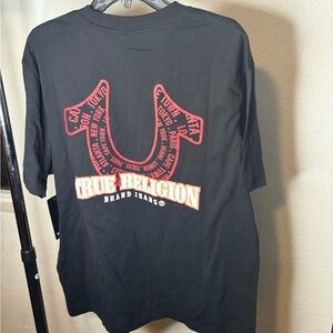 True Religion Spiral Logo Tee — Jet Black — Size Large (NWT)